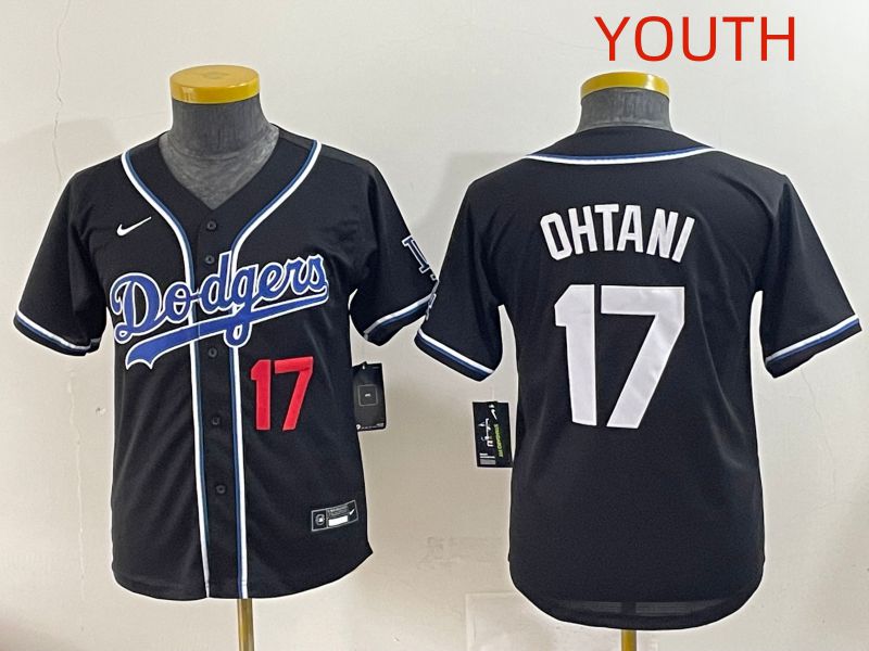 Youth 2025 Los Angeles Dodgers #17 Ohtani Black Three generations Fashion Nike MLB Jersey style 4->youth mlb jersey->Youth Jersey
